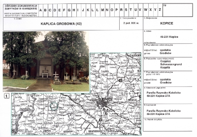 Karty ewidencyjne zabytkowego mauzoleum w Kopicach_1